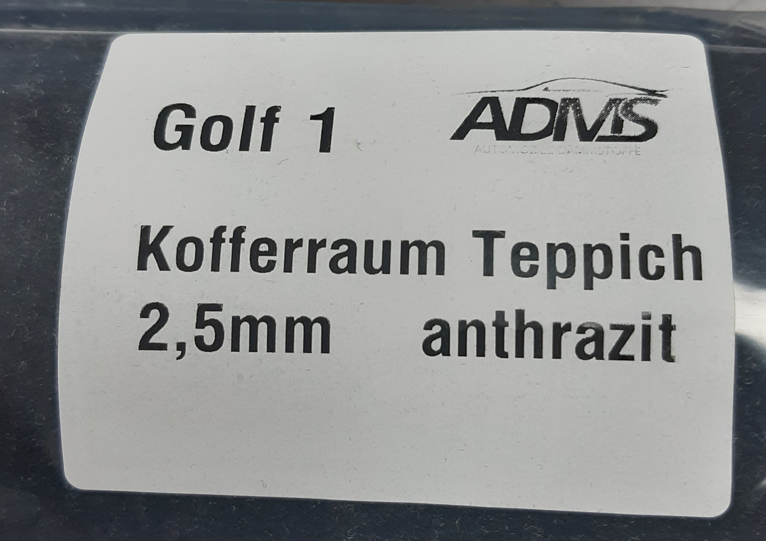 Golf 1 Kofferraumteppich Velour anthrazit Stärke ca. 2,5mm  
